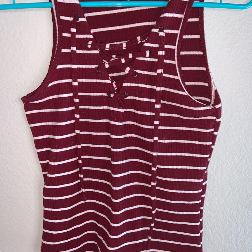 Red and white stripped shirt